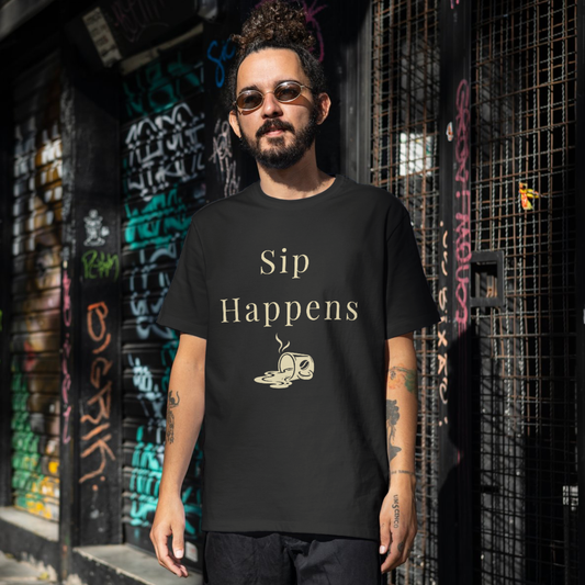 Sip Happens Coffee Unisex T-Shirt - Funny Coffee Lover Gift Shirt
